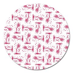 Fantasy Landscape Scene Sketchy Illustration Motif Pattern Wb Magnet 5  (round) by dflcprintsclothing