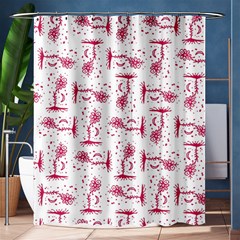 Fantasy Landscape Scene Sketchy Illustration Motif Pattern Wb Shower Curtain 60  X 72  (medium) 