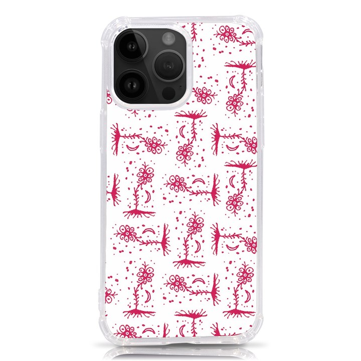 Fantasy Landscape Scene Sketchy Illustration Motif Pattern Wb iPhone 14 Pro Max TPU UV Print Case