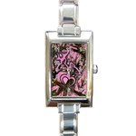 Pink Browning Deer Glitter Camo Rectangle Italian Charm Watch Front