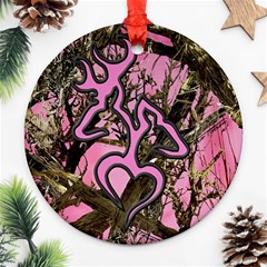 Pink Browning Deer Glitter Camo Ornament (round)