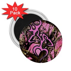 Pink Browning Deer Glitter Camo 2 25  Magnets (10 Pack) 