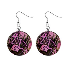 Pink Browning Deer Glitter Camo Mini Button Earrings by Maspions