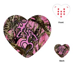 Pink Browning Deer Glitter Camo Playing Cards Single Design (heart)