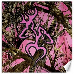 Pink Browning Deer Glitter Camo Canvas 12  X 12  by Maspions