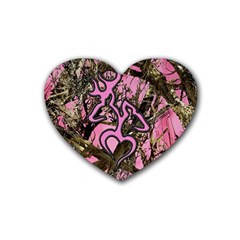 Pink Browning Deer Glitter Camo Rubber Coaster (heart)