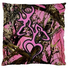 Pink Browning Deer Glitter Camo Large Cushion Case (two Sides)