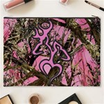 Pink Browning Deer Glitter Camo Cosmetic Bag (XXXL) Back