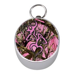 Pink Browning Deer Glitter Camo Mini Silver Compasses