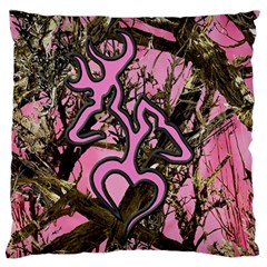 Pink Browning Deer Glitter Camo Large Premium Plush Fleece Cushion Case (one Side)