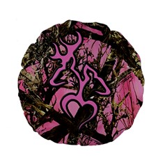 Pink Browning Deer Glitter Camo Standard 15  Premium Flano Round Cushions