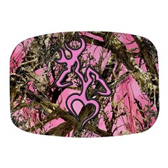 Pink Browning Deer Glitter Camo Mini Square Pill Box by Maspions