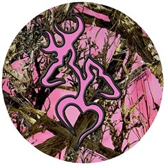 Pink Browning Deer Glitter Camo Wooden Puzzle Round by Maspions