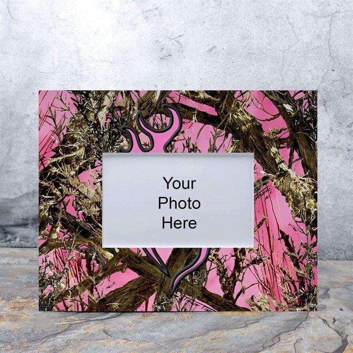 Pink Browning Deer Glitter Camo White Tabletop Photo Frame 4 x6 