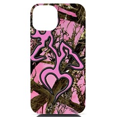 Pink Browning Deer Glitter Camo Iphone 14 Black Uv Print Case by Maspions