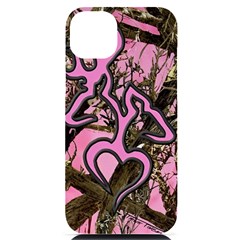 Pink Browning Deer Glitter Camo Iphone 14 Plus Black Uv Print Case by Maspions