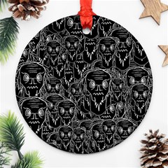 Old Man Monster Motif Black And White Creepy Pattern Ornament (round) by dflcprintsclothing