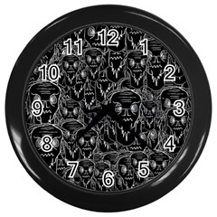 Old Man Monster Motif Black And White Creepy Pattern Wall Clock (black) by dflcprintsclothing