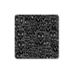 Old Man Monster Motif Black And White Creepy Pattern Square Magnet by dflcprintsclothing