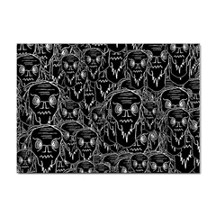 Old Man Monster Motif Black And White Creepy Pattern Sticker A4 (10 Pack)