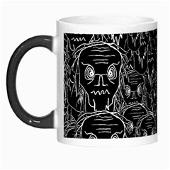 Old Man Monster Motif Black And White Creepy Pattern Morph Mug by dflcprintsclothing