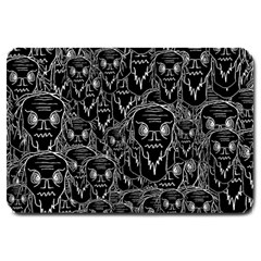 Old Man Monster Motif Black And White Creepy Pattern Large Doormat by dflcprintsclothing