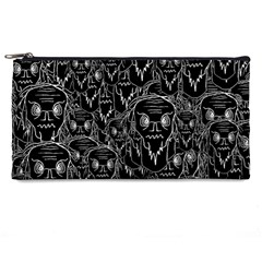 Old Man Monster Motif Black And White Creepy Pattern Pencil Case