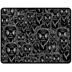 Old Man Monster Motif Black And White Creepy Pattern Fleece Blanket (medium) by dflcprintsclothing