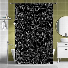 Old Man Monster Motif Black And White Creepy Pattern Shower Curtain 48  X 72  (small)  by dflcprintsclothing