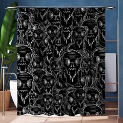 Old Man Monster Motif Black And White Creepy Pattern Shower Curtain 60  X 72  (medium)  by dflcprintsclothing