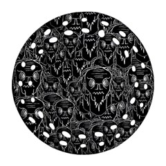 Old Man Monster Motif Black And White Creepy Pattern Ornament (round Filigree) by dflcprintsclothing