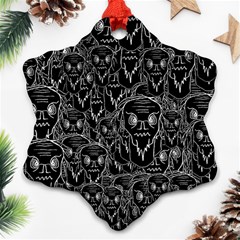 Old Man Monster Motif Black And White Creepy Pattern Ornament (snowflake)