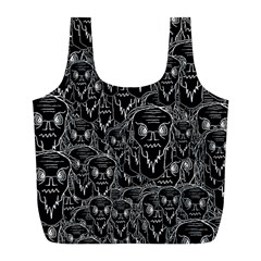 Old Man Monster Motif Black And White Creepy Pattern Full Print Recycle Bag (l) by dflcprintsclothing