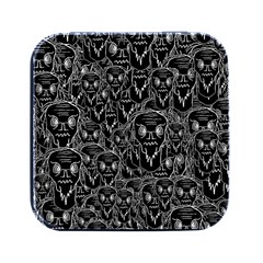 Old Man Monster Motif Black And White Creepy Pattern Square Metal Box (black) by dflcprintsclothing