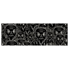 Old Man Monster Motif Black And White Creepy Pattern Banner And Sign 9  X 3  by dflcprintsclothing