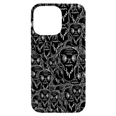 Old Man Monster Motif Black And White Creepy Pattern Iphone 14 Pro Max Black Uv Print Case by dflcprintsclothing