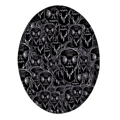 Old Man Monster Motif Black And White Creepy Pattern Oval Glass Fridge Magnet (4 Pack) by dflcprintsclothing