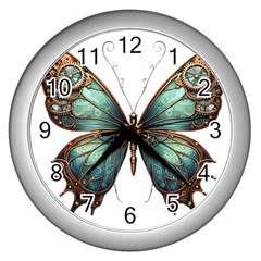 Mechanical Butterfly Wall Clock (silver) by CKArtCreations