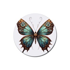 Mechanical Butterfly Rubber Coaster (round) by CKArtCreations