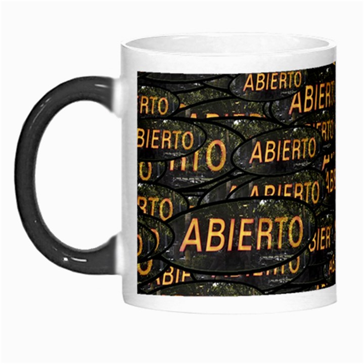 Abierto Neon Letters Over Glass Motif Pattern Wb Morph Mug