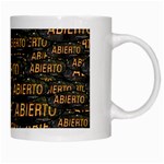 Abierto neon lettes over glass motif pattern White Mug Right