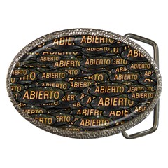 Abierto Neon Lettes Over Glass Motif Pattern Belt Buckles