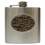 Abierto neon lettes over glass motif pattern Hip Flask (6 oz) Front