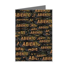 Abierto Neon Lettes Over Glass Motif Pattern Mini Greeting Card by dflcprintsclothing