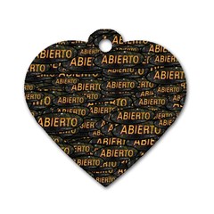 Abierto Neon Lettes Over Glass Motif Pattern Dog Tag Heart (two Sides) by dflcprintsclothing