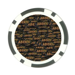 Abierto Neon Lettes Over Glass Motif Pattern Poker Chip Card Guard by dflcprintsclothing