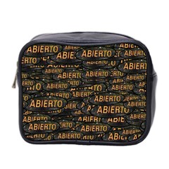 Abierto Neon Lettes Over Glass Motif Pattern Mini Toiletries Bag (two Sides)