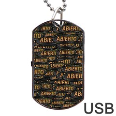 Abierto Neon Lettes Over Glass Motif Pattern Dog Tag Usb Flash (one Side)