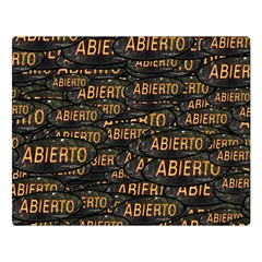 Abierto Neon Lettes Over Glass Motif Pattern Two Sides Premium Plush Fleece Blanket (large)