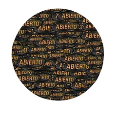 Abierto Neon Lettes Over Glass Motif Pattern Mini Round Pill Box by dflcprintsclothing